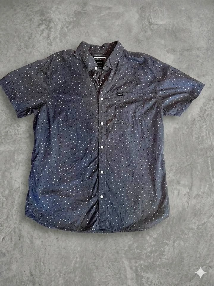 RVCA XXL Slim Fit Short Sleeve Button Up Shirt