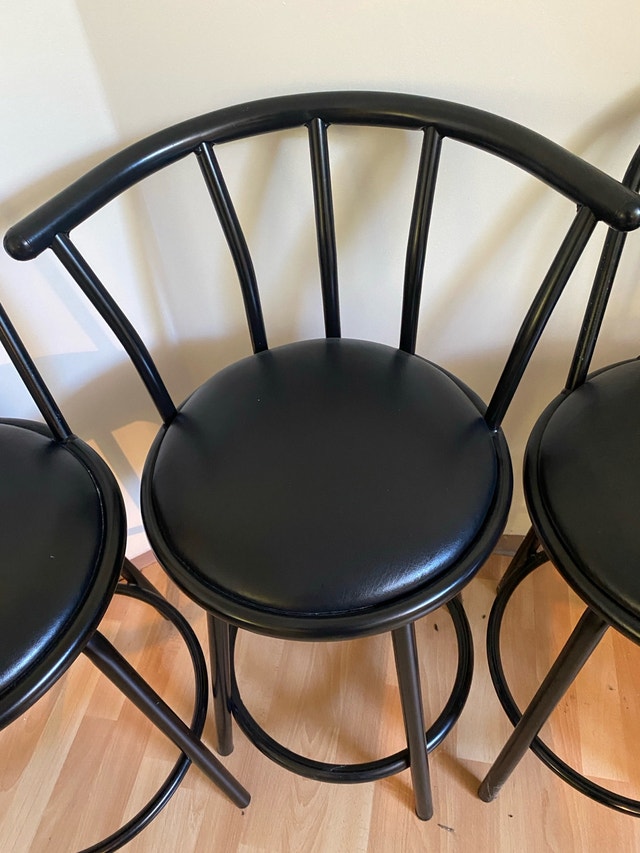 Set of 4 Retro Black Swivel Bar Stools - photo 3