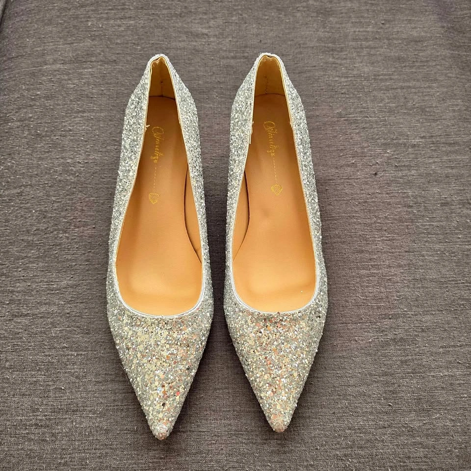 Brand New Sparkly Glitter Block Heels - Size 8/8.5