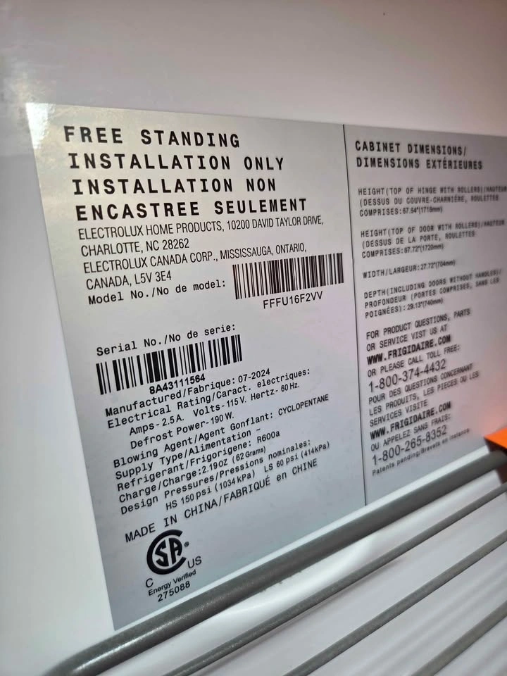 Frigidaire 27in 16cuft Freestanding Freezer (Garage Ready) - photo 2