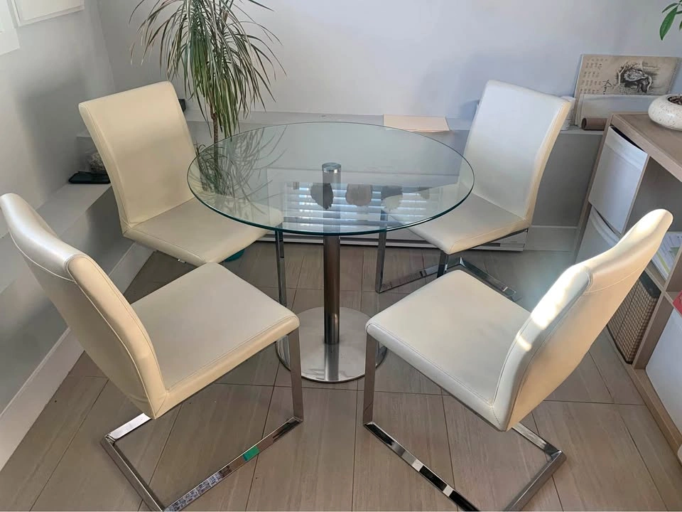 Glass Top Dining Room Table with 4 Chairs