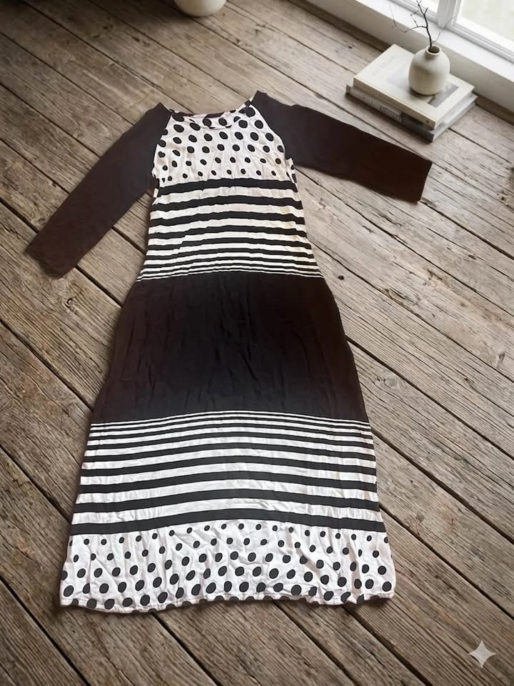 Long Dress black and white polka dot striped - photo 2
