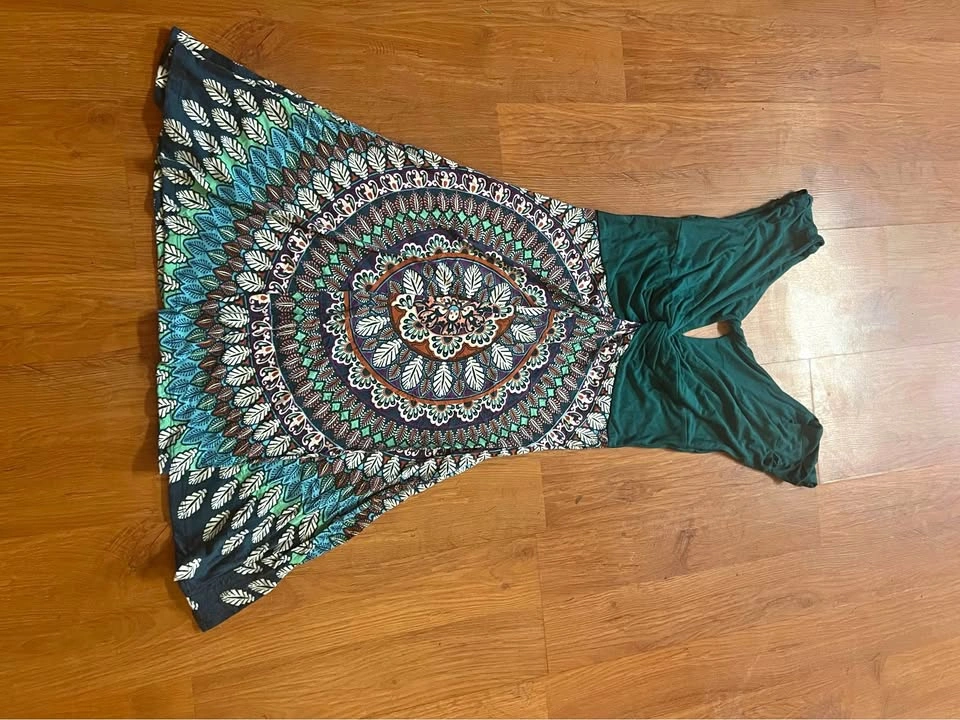 Black Swan Green Mandala Print Dress