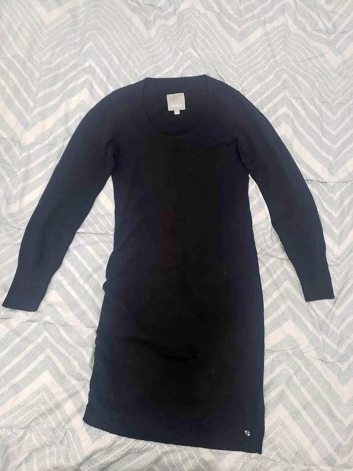 Bench Black Long Sleeve Knit Dress Tunic Sweater S