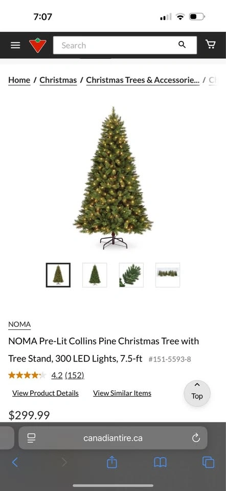NOMA Pre-Lit Collins Pine Christmas Tree, 7.5-ft - photo 2