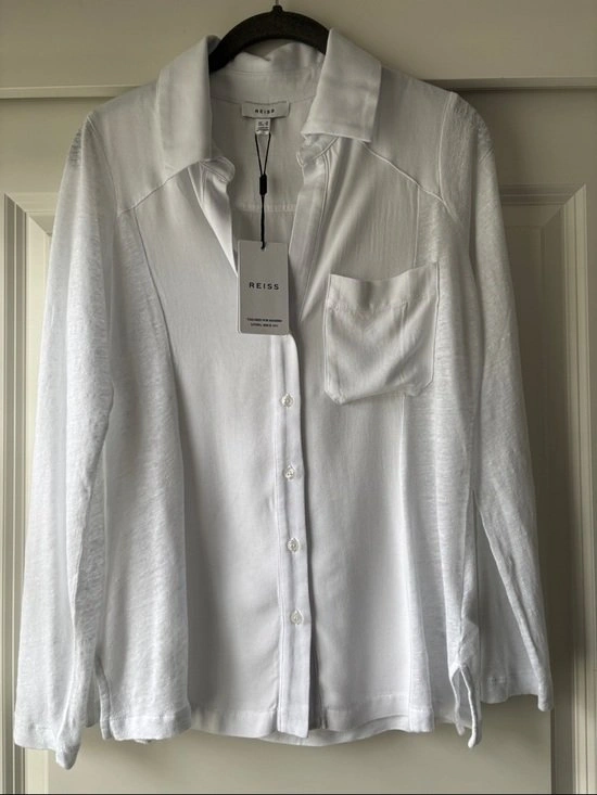 NWT REISS Phillipa White Linen Button Up Shirt - Small - photo 4