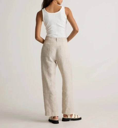 NWT Quince Linen FLAX BEIGE Patch Pocket Wide Leg Pants (fit sz - photo 3