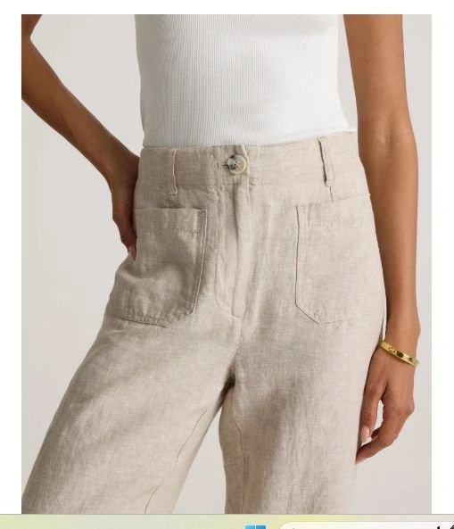NWT Quince Linen FLAX BEIGE Patch Pocket Wide Leg Pants (fit sz - photo 4