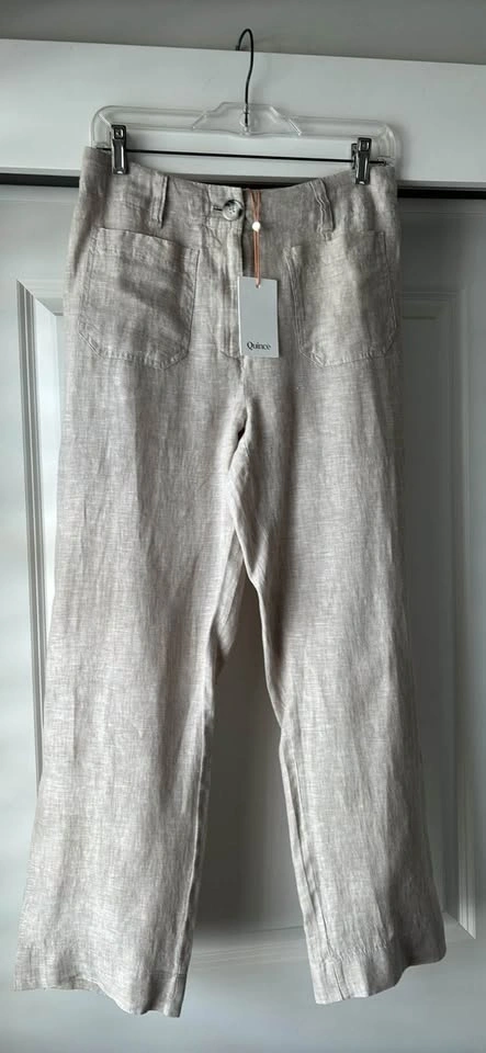 NWT Quince Linen FLAX BEIGE Patch Pocket Wide Leg Pants (fit sz - photo 5