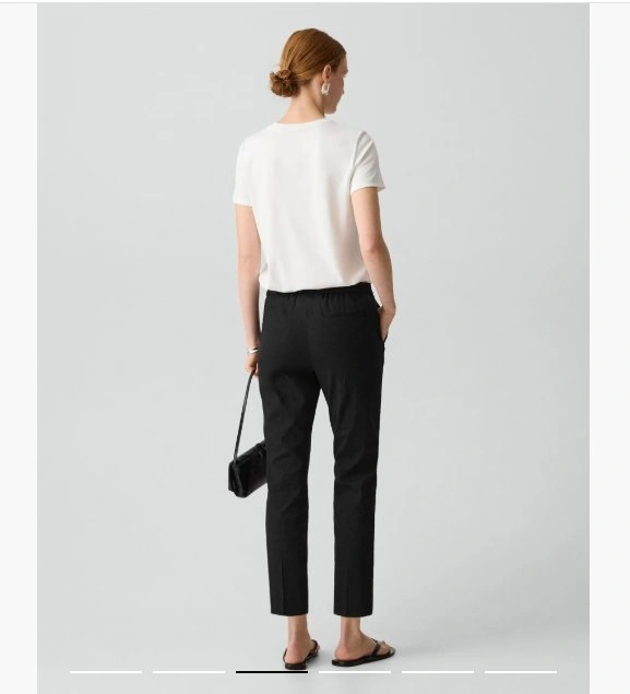New! THEORY sz 6 "Good Linen" TREECA Pants BLACK - photo 2