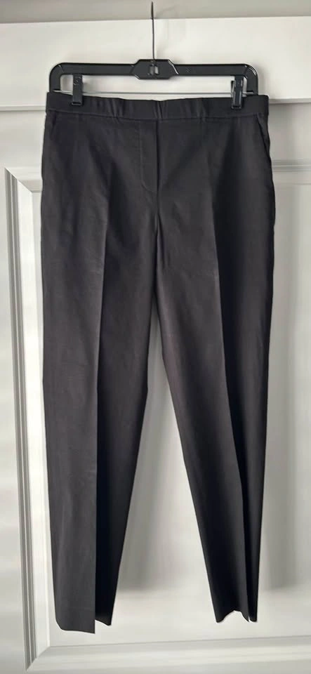 New! THEORY sz 6 "Good Linen" TREECA Pants BLACK - photo 5