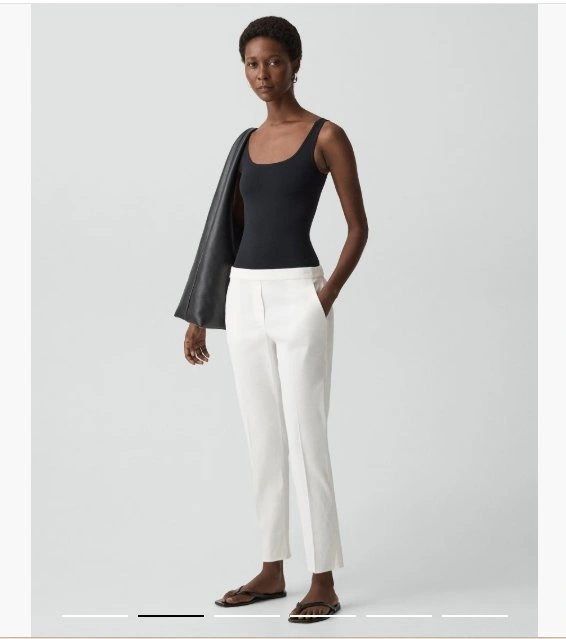 THEORY sz 4 Snow White TREECA "Good Linen" Stretch Linen Pant