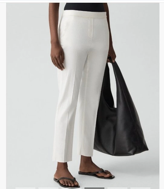 THEORY sz 4 Snow White TREECA "Good Linen" Stretch Linen Pant - photo 2