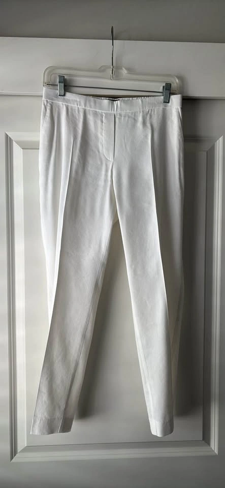 THEORY sz 4 Snow White TREECA "Good Linen" Stretch Linen Pant - photo 4