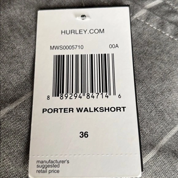 Men's Hurley Heather Grey Stripe Porter Walking Shorts 36" 9" In - photo 4