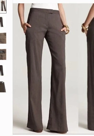 THEORY White EMERY "Crunch Linen" Stretch Wide Leg Pants sz 4 - photo 3