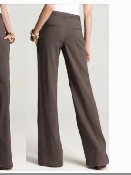 THEORY White EMERY "Crunch Linen" Stretch Wide Leg Pants sz 4 - photo 4