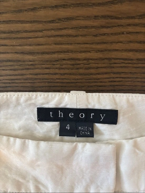 THEORY White EMERY "Crunch Linen" Stretch Wide Leg Pants sz 4 - photo 5
