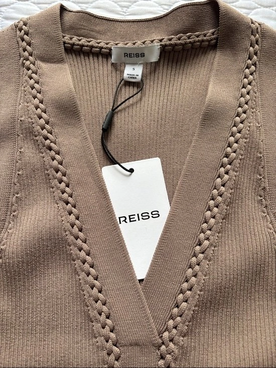 REISS Lanette Craft Stitch Vest Sweater Top Sz 2 4 - photo 4
