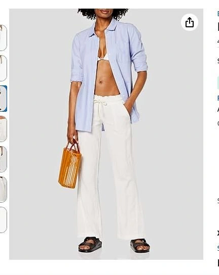 ROXY Small White Linen Blend Pants