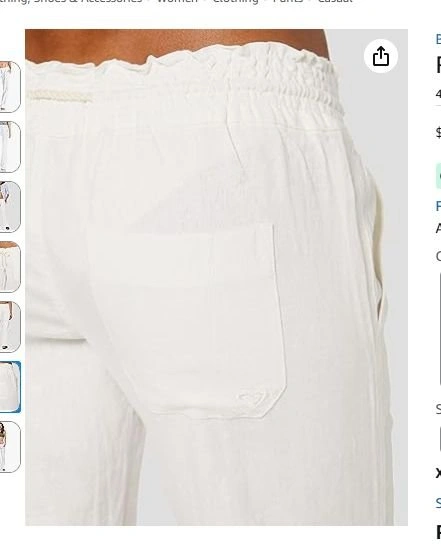ROXY Small White Linen Blend Pants - photo 2