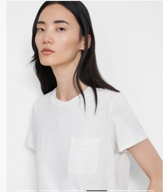 New THEORY Small White Pocket Tee Stretch Slub Linen ($175 Retai - photo 2
