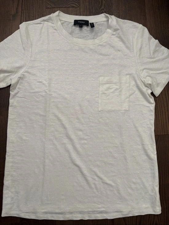 New THEORY Small White Pocket Tee Stretch Slub Linen ($175 Retai - photo 4