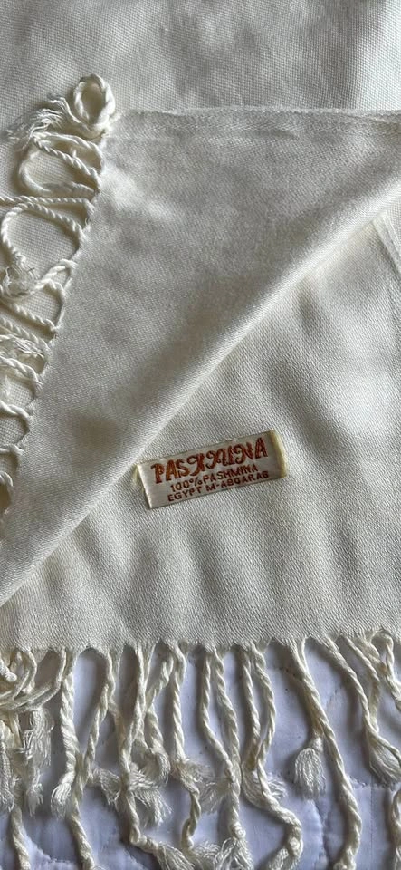 New Egyptian Pashmina Shawl Scarf IVORY 69" x 30.5"