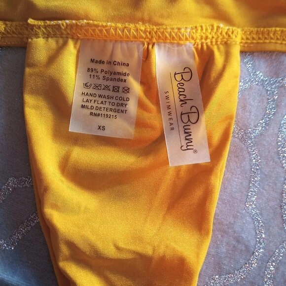 Beach Bunny XS 2 High Apex Larson Sutton Bikini Topaz Gold $200 - photo 5