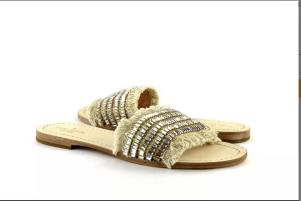 Kate Spade Solaina sz 9 Jeweled Leather Slides ($139 Retail)