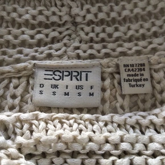 ESPRIT Beige Taupe Sm/Med Spring/Summer Crochet Fringed Boho Swe - photo 3