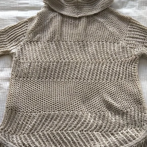 ESPRIT Beige Taupe Sm/Med Spring/Summer Crochet Fringed Boho Swe - photo 4