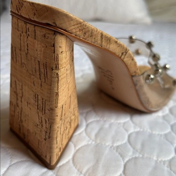 SCHUTZ "Lizah" Cork Rhinestone Heeled Sandals Size 9.5 - photo 2