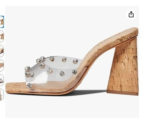 SCHUTZ "Lizah" Cork Rhinestone Heeled Sandals Size 9.5 - photo 4