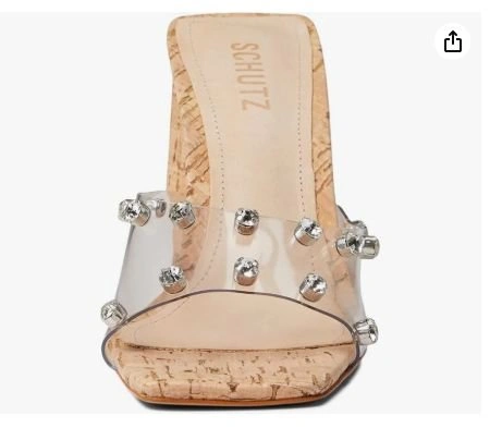 SCHUTZ "Lizah" Cork Rhinestone Heeled Sandals Size 9.5 - photo 5