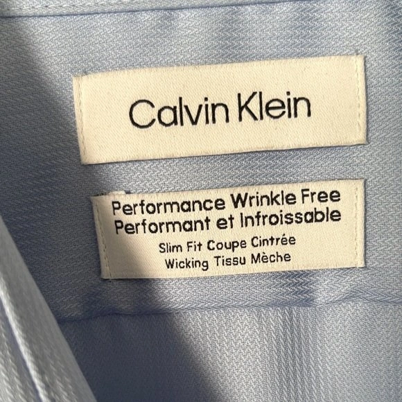 NEW Calvin Klein XL 17.5 34/35 Performance Wrinkle Free Blue Dre - photo 3