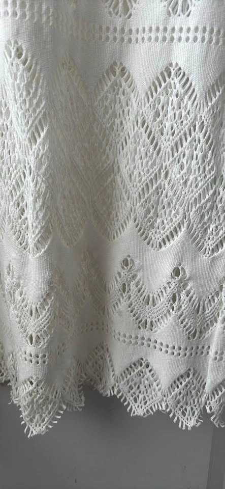 Latin Boho Crochet-Look Light Ivory Off-Shoulder Maxi Dress Smal - photo 4