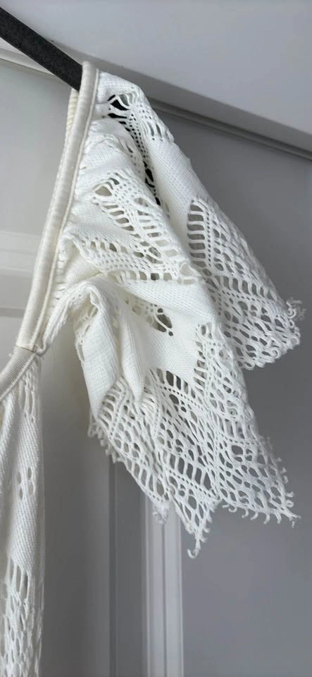 Latin Boho Crochet-Look Light Ivory Off-Shoulder Maxi Dress Smal - photo 5