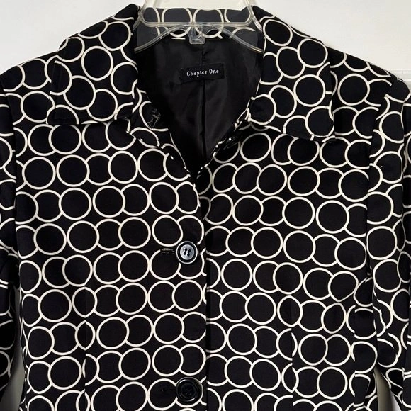 60's Vibe sz 6 Black & White Mod Spring Trench Coat Cotton Blend - photo 2