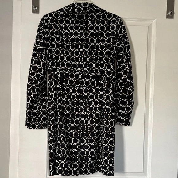 60's Vibe sz 6 Black & White Mod Spring Trench Coat Cotton Blend - photo 3