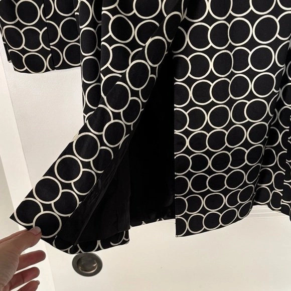 60's Vibe sz 6 Black & White Mod Spring Trench Coat Cotton Blend - photo 4