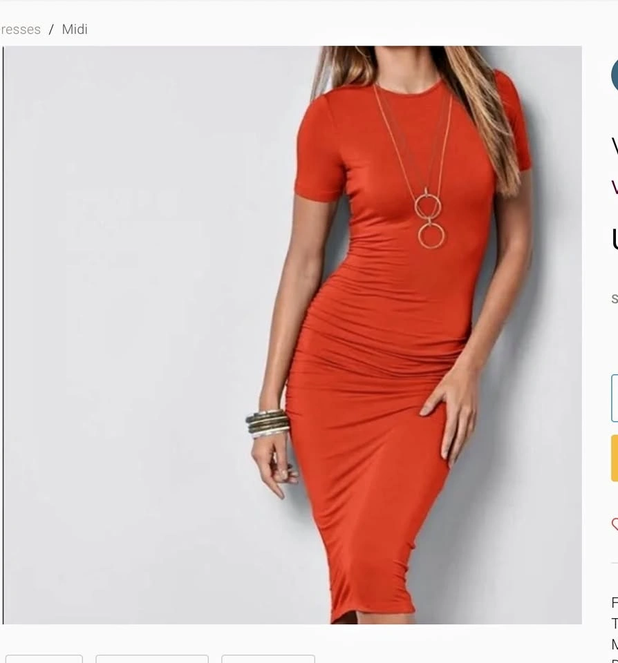 NEW Venus Ruched Midi T-shirt Dress - Flattering! sz Small