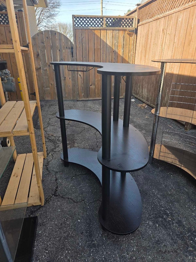 Modern Curved Home Bar / Console Table - Black Ash
