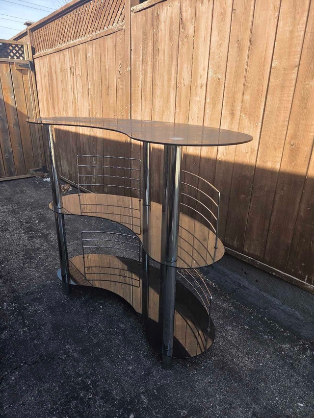 Modern Curved Glass & Chrome Home Bar