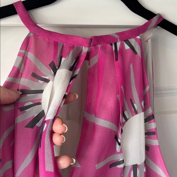 DVF Diane von Furstenberg SILK Pink Watercolour Halter Top Tunic - photo 4