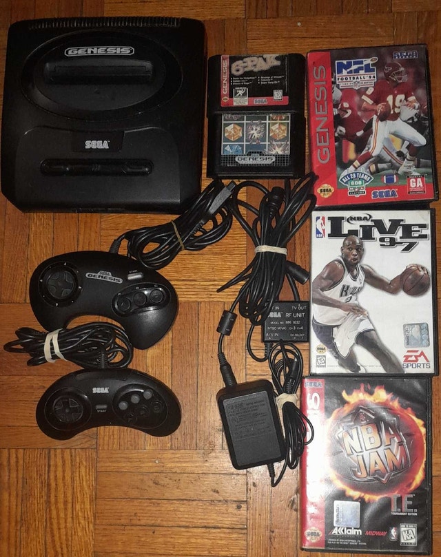 SEGA Genesis Model 2 Console w/ 10 Games & 2 Controllers