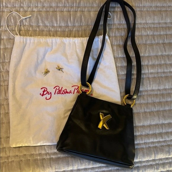 Vintage Black Paloma Picasso Italian Leather Shoulder Bag with G - photo 2