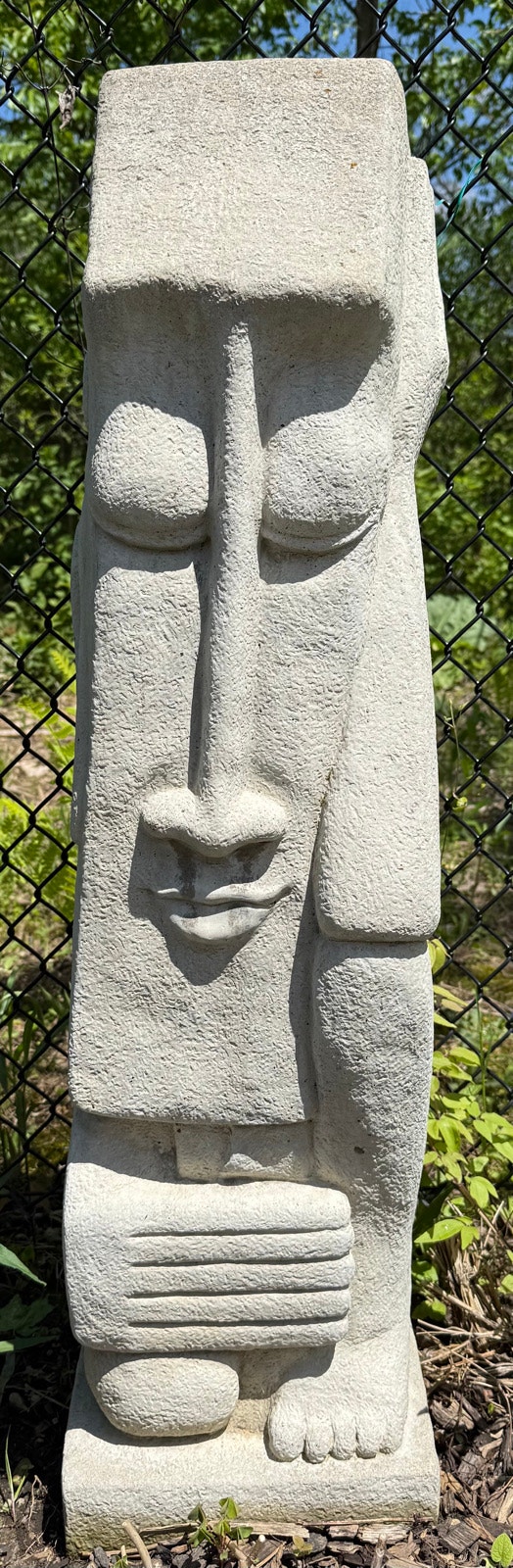 Stylized Polynesian cement statue "Thinking Man"
