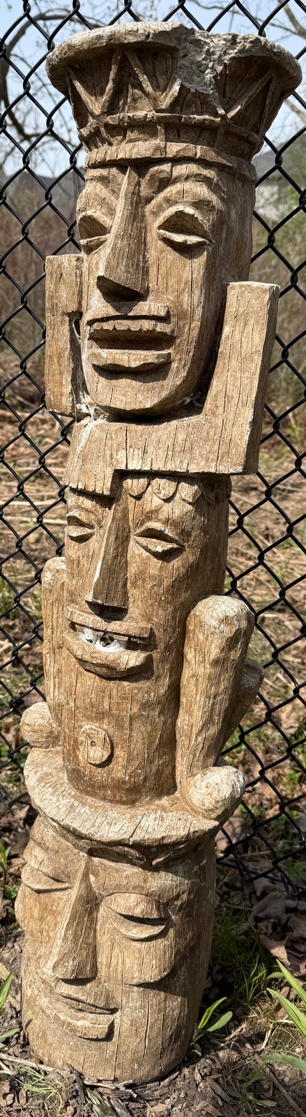 Tiki Totem Pole Cement Garden Statue