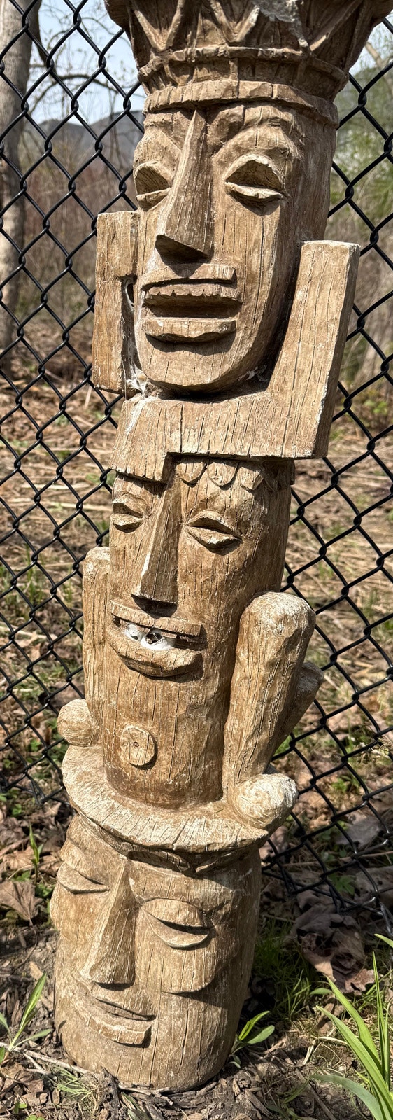 Tiki Totem Pole Cement Garden Statue - photo 2